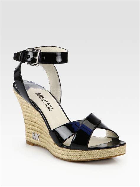 michael kors black patent wedges|michael kors wedges on sale.